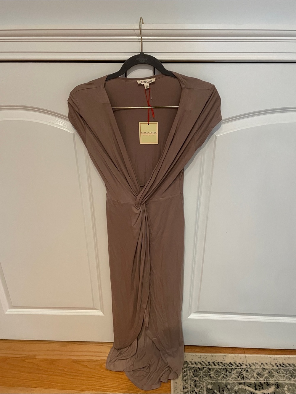 Rolla Coster Twist-Front Maxi Dress in Taupe
